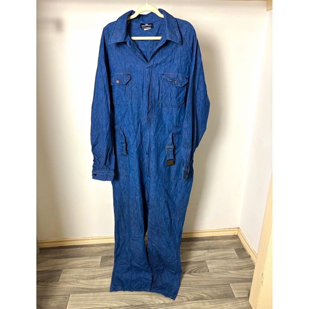 Blue Denim Para Suit Vintage Mechanic Coveralls Jumpsuit Workwear 52 Regular
